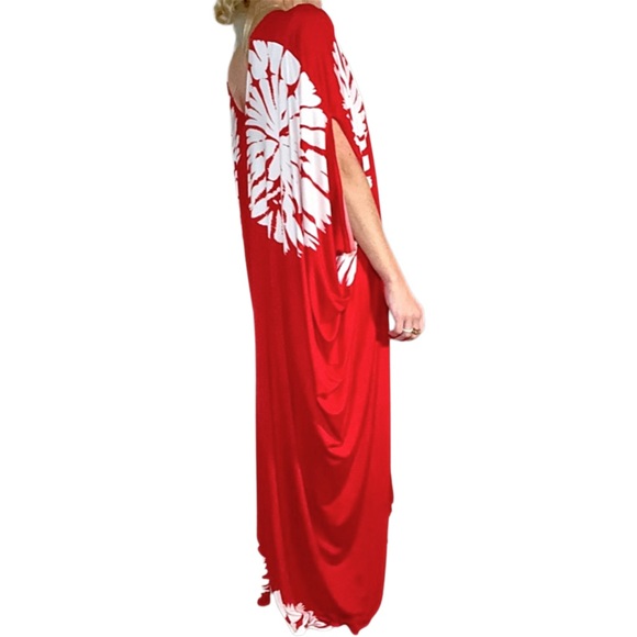 JENNAFER GRACE TIE-DYE RED & WHITE Caftan - Picture 3 of 3